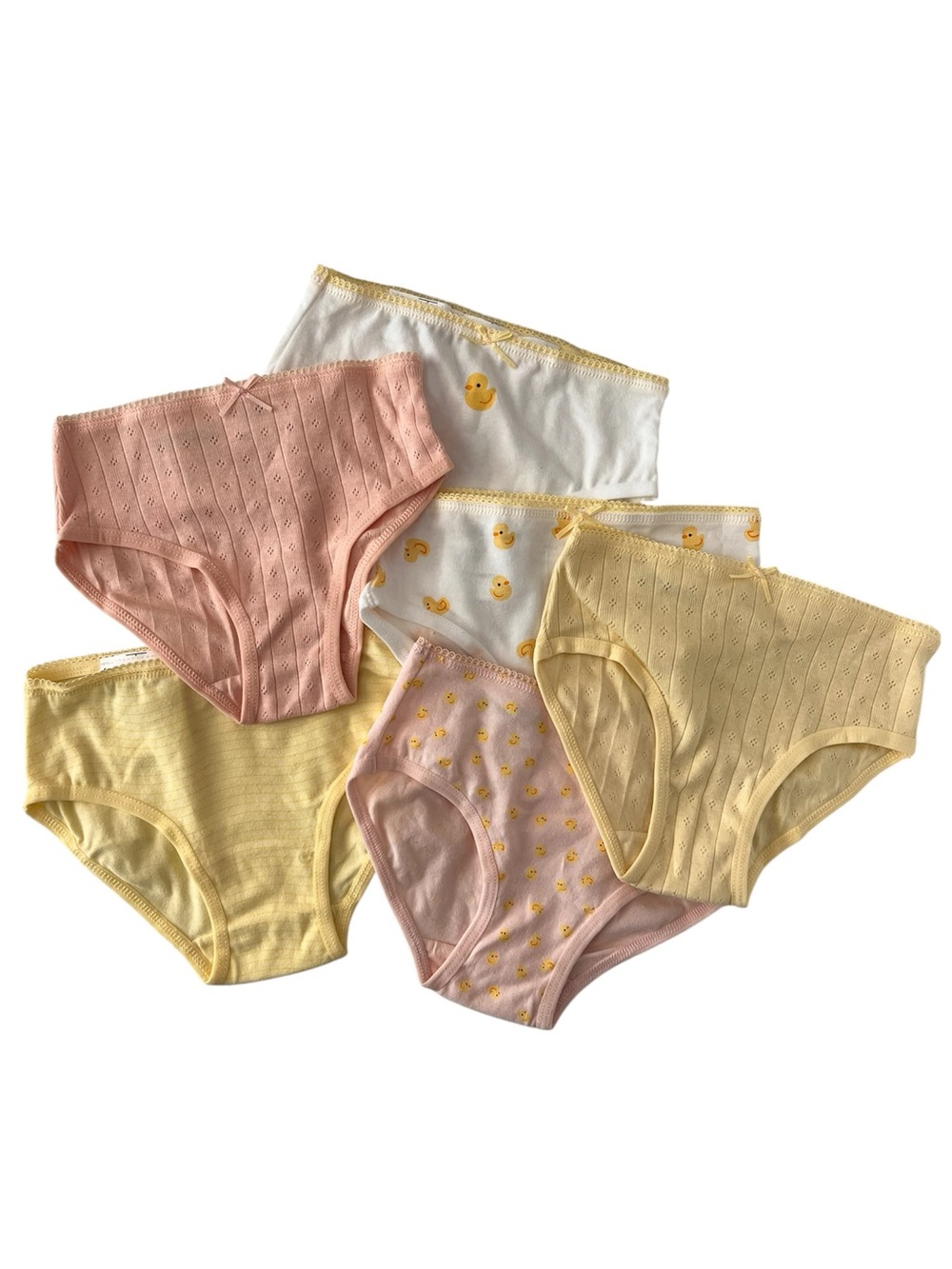 Zara Girls' 6-Pack Cotton Briefs in Yellow & Pink